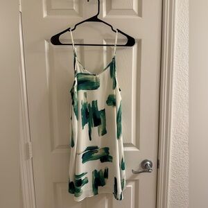 Green and White Abstract Mini Dress